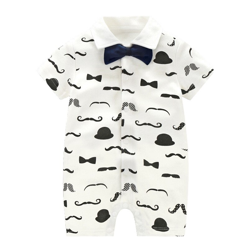 Baby Rompers Gentleman Short Sleeve Baby Boys Rompers with Bowknot Jumpsuit Newborn Clothes: A / 18M