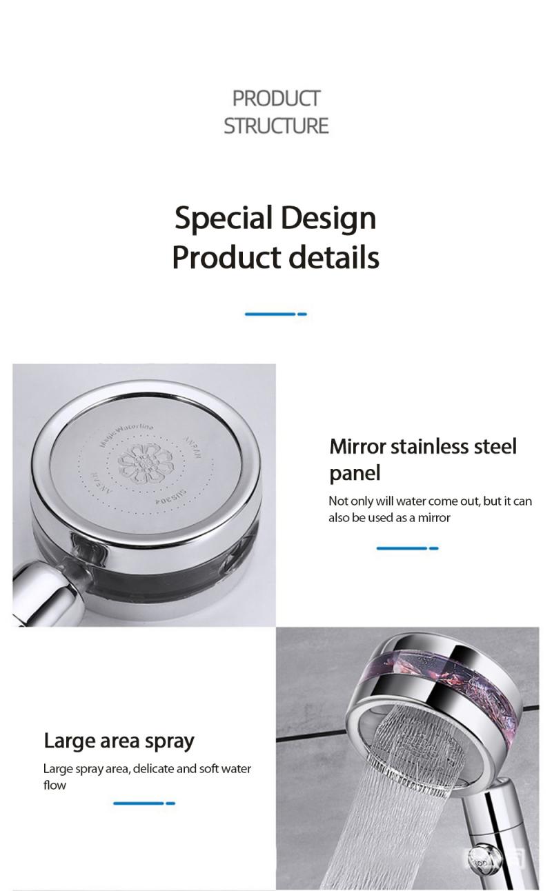 Verstelbare Jetting Turbocharged Douche 8K Spiegel Magic Kleine Taille Water Stop Hoofd Schudden Douche Waterbesparing Badkamer