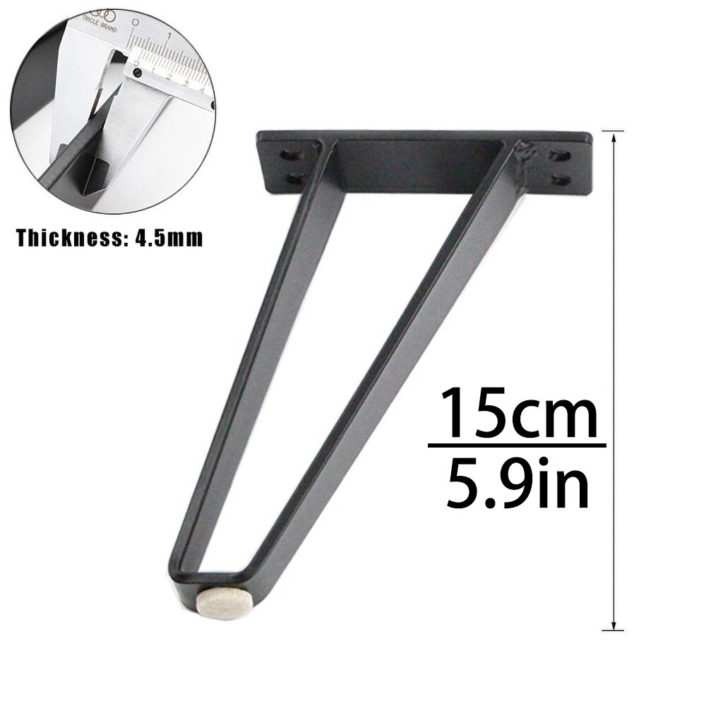 Onuobao 2PCS V Shaped Carbon Steel Furniture Legs Nordic Style Light Luxury Metal Bathroom Sofa Cabinet Table Bed Leg: Black-15cm-2pcs