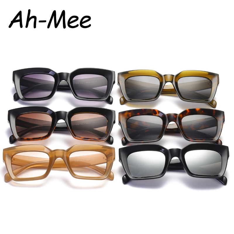YAMEIZE Vierkante retro zonnebril voor dames en heren - Vintage - UV400-bescherming uit de jaren 90, Zwart/Oranje, M