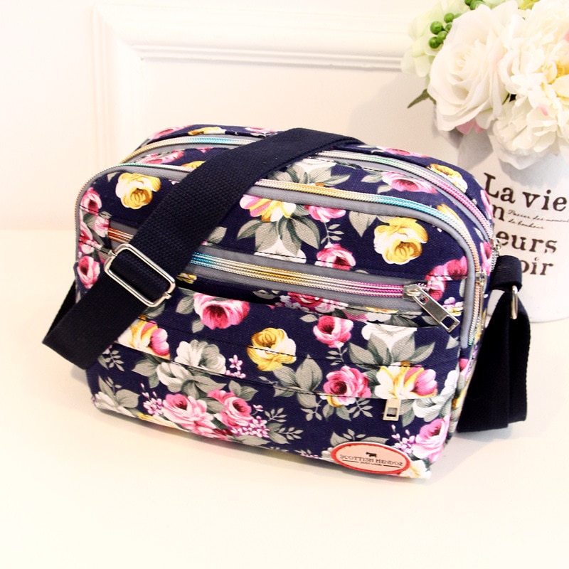 Dolove bolsas de lona de ombro femininas, pequena bolsa quadrada multifuncional de lona de tamanho grande 2020: Dark Blue