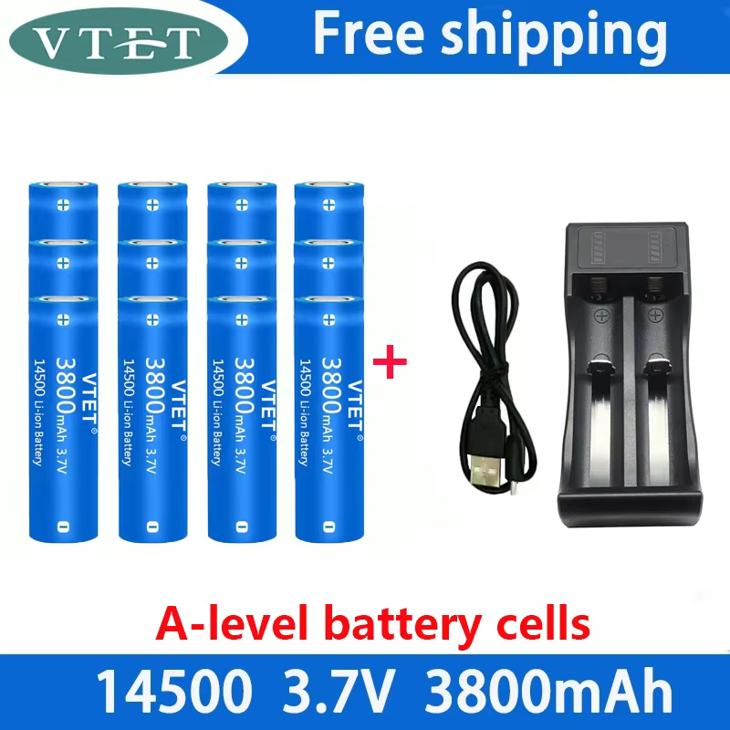 Neue 14500 3,7 V 3800 mAh Batterie Lithium-Ionen Batterie Verwendet für Elektrische Rasierer Zahnbürste Barber Akku mit Ladegerät: WHITE