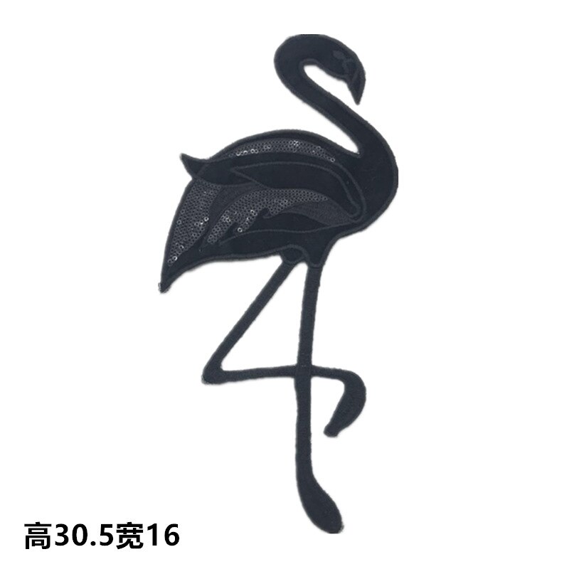 GODIER bordado gran flamingo crane insignias de tela bordado parche bordado de cuentas de placa de accesorios de vestir