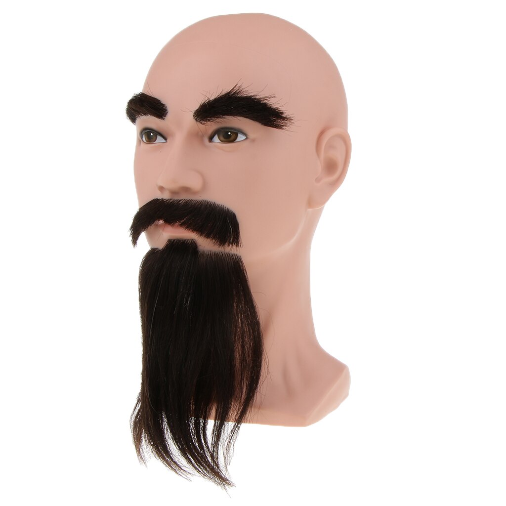 Tête de Mannequin pour hommes, 100% cheveux humains, barbe, coiffeur, formation, cosmétologie, tête de poupée avec trou de fixation: Long