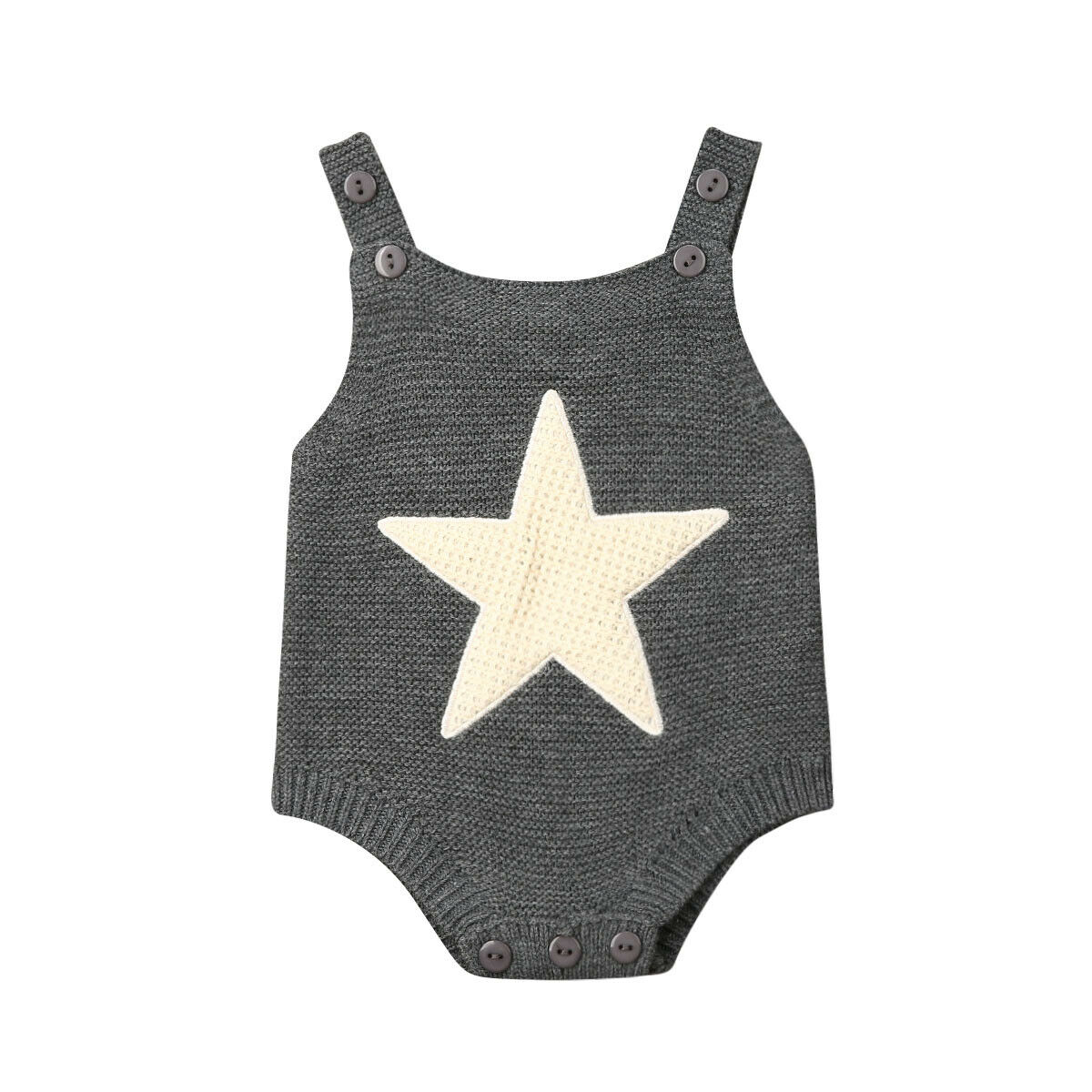 Spring Autumn Clothing Baby Girl Knitted Bodysuit Boy Jumpsuit Newborn Sleeveless Outfits Infant Heart Star Clothes Girls Romper: gray / 3M