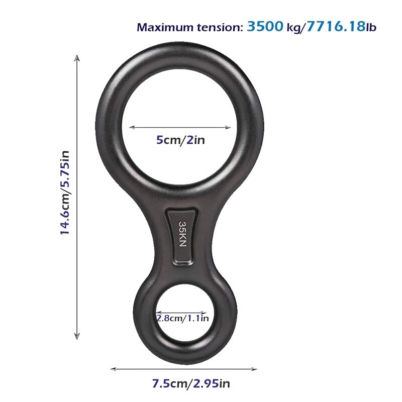 8-Shaped Descender Climbing Equipment Downhill Equipment 35KN Suitable for Climbing Bearings and Wrestling Devices