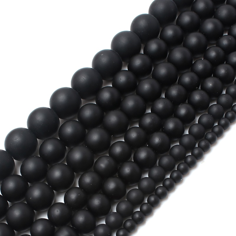 Smooth round black Dull Polish Matte Onyx Agates 15.5" Natural Stone Beads 4 6 8 10 12 14mm Pick Size For Jewelry Making-F00059