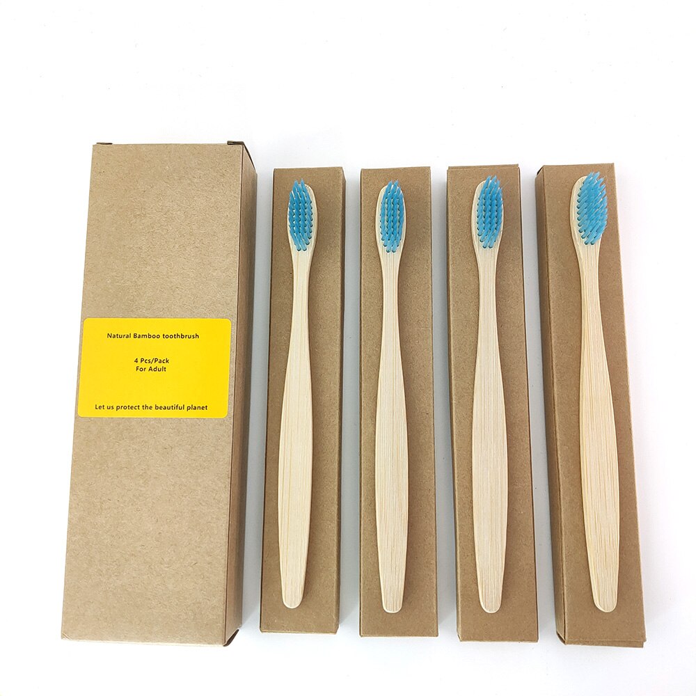 4Pcs Toothbrush Soft Bristle Wooden Tooth Brush Natural Bamboo Handle Dental Oral Care Eco Friendly Travel Tooth Brush: 1198-P-1