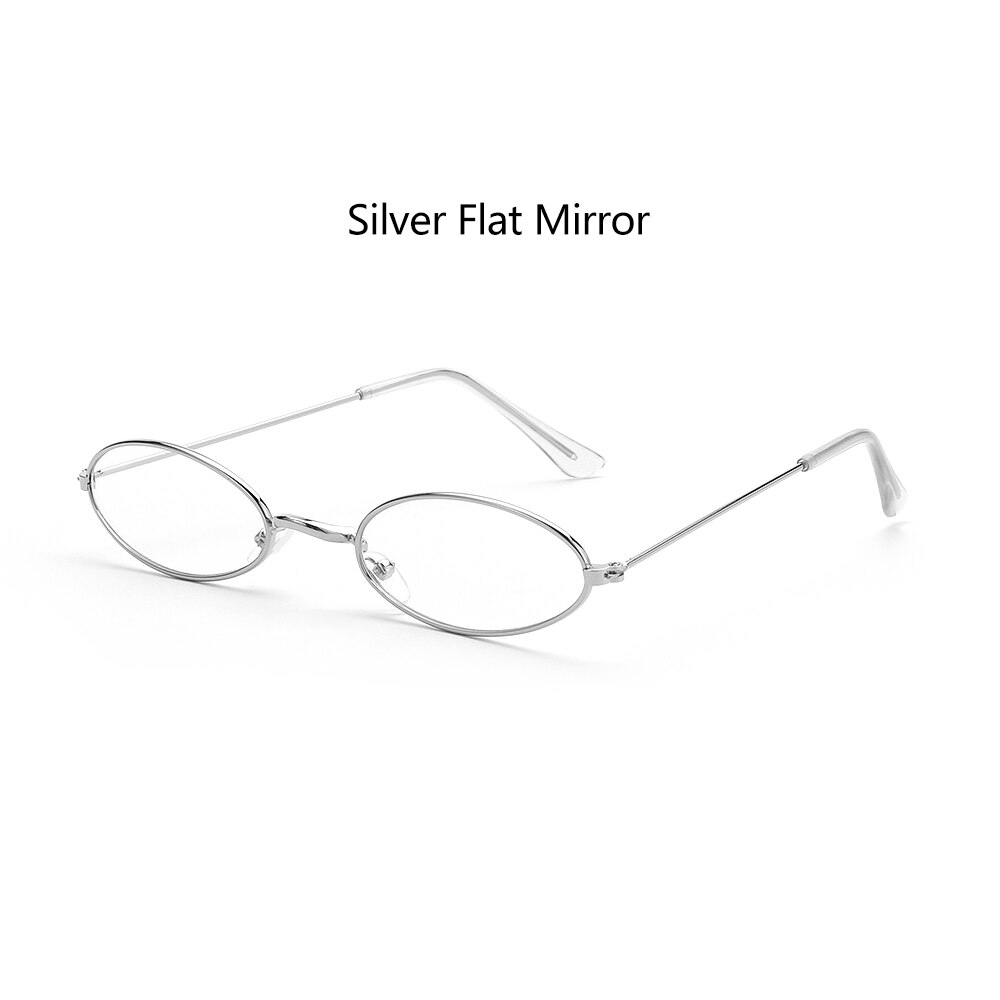 Gafas de sol de Vintage, gafas de sol elegantes okulary Retro, pequeñas gafas de sol ovaladas para hombres y mujeres, gafas oculos: Silver Flat Mirror