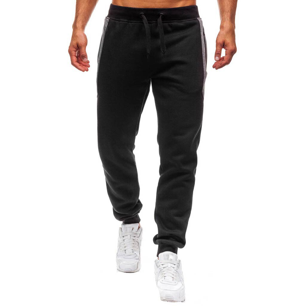 Joggingbroek Splicing Sport Broek Mannen Warme Broek Ritsvak Flexibele Losse Broek Mannen Werken Joggers Pantalones Hombre: Black / M