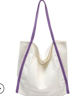 Simpel trend canvas taske tote indkøbstaske: Lilla