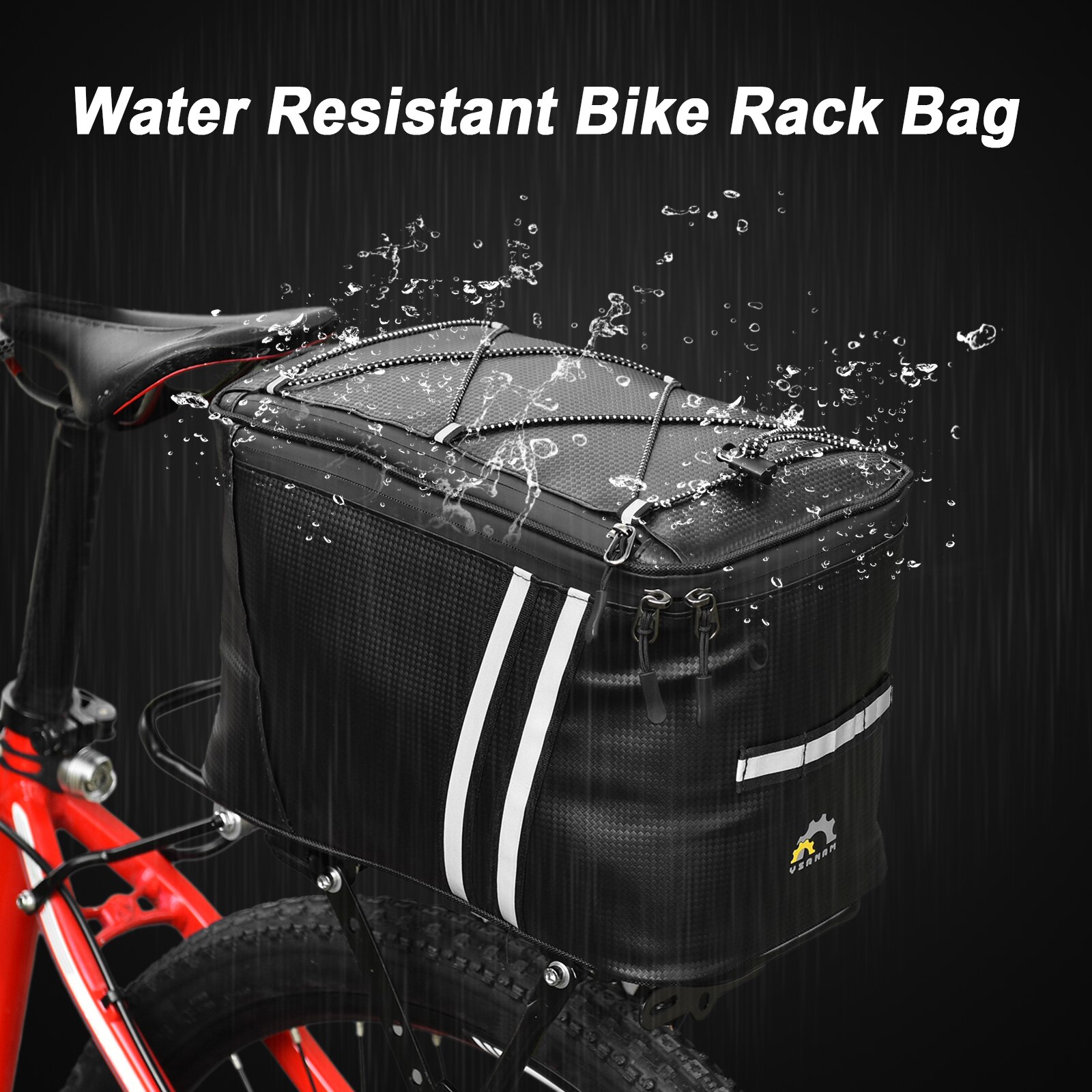 Water Resistant Bike Rack Bag with Thermal Insulation Compartment Bicycle Bag Bike Trunk Bag PU Cycling Pannier Pouch
