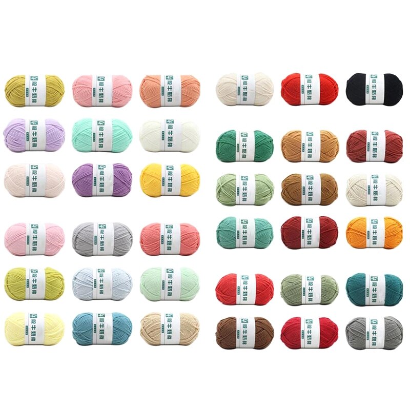 36 colores Crochet cuatro hebras de leche de algodón de 4 hilos leche de hilo de algodón bola de hilo ganchillo hilo de lana para niños