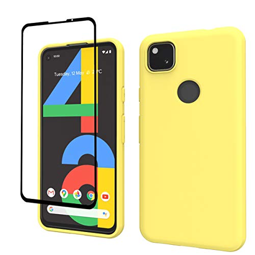 Voor Google Pixel 4a 5G Case Vloeibare Siliconen Slim Soft Anti-Kras Microfiber Voering Full-Body Beschermende telefoon Case 5 Xl 5a: google Pixel 5 xl / yellow