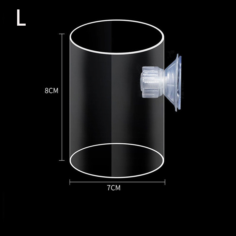 Aquarium Fish Feeder Acrylic Transparent Aquarium Fish Bowl Feeding Ring With Suction Cup Fish Tank Feeder Aquarium Accessories: L