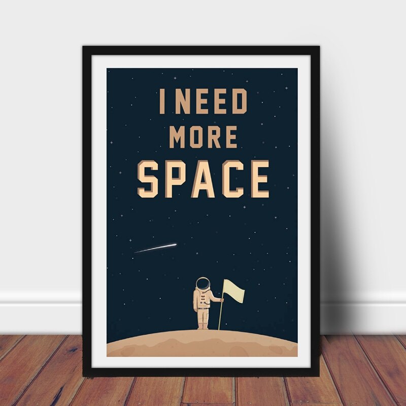 Space Poster Wall Art Canvas Prints , I Need More Space Science Art Outer Space Planets Print Retro poster kraft paper