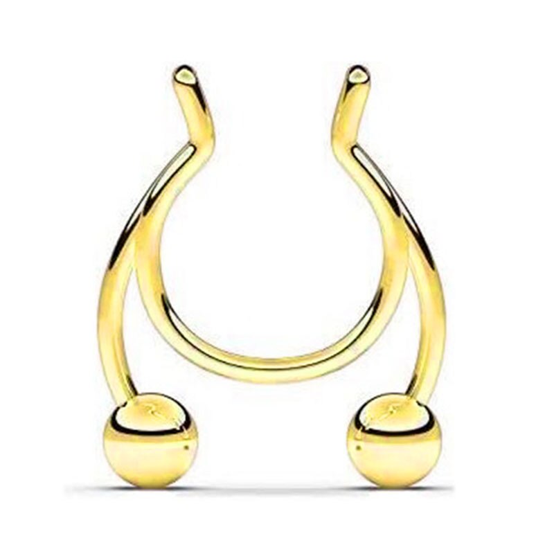 1Pcs Nose Ring Neus Clip Rvs Neustussenschot Valse Neus Ring Piercing Sieraden: gold