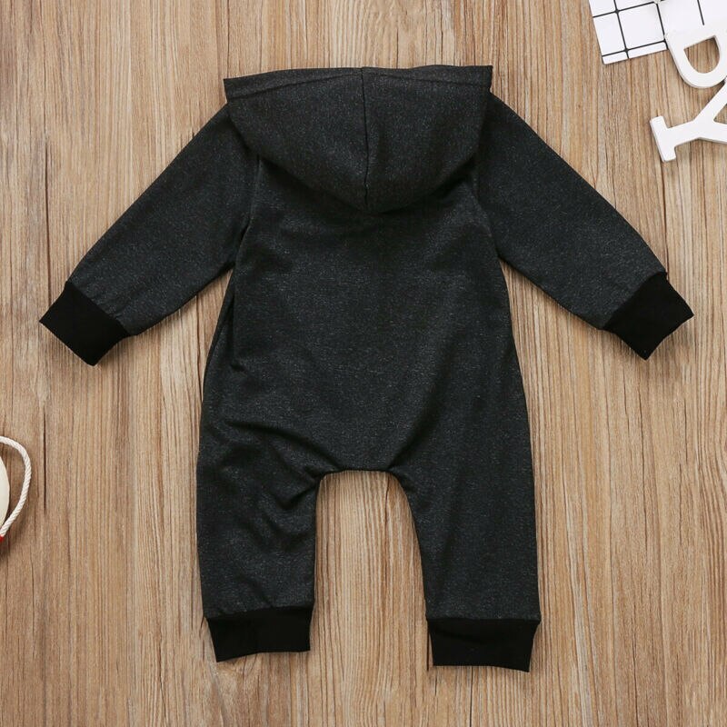 Pasgeboren Baby Jongens Meisje Rompertjes Lange Mouw Rits Grijs Katoen Hoodie Romper Jumpsuit Kleding Outfits