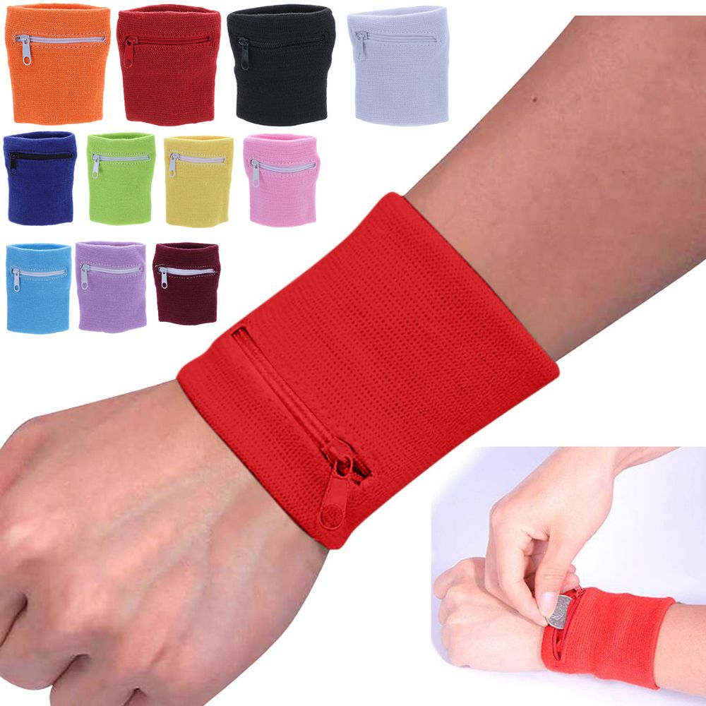 1Pc Soft Wrist Band Sport Wrist Purse Bag Running Wrist Protection Outdoor Gym Key Pocket Bike Wallet Safe Zipper Wrist Band
