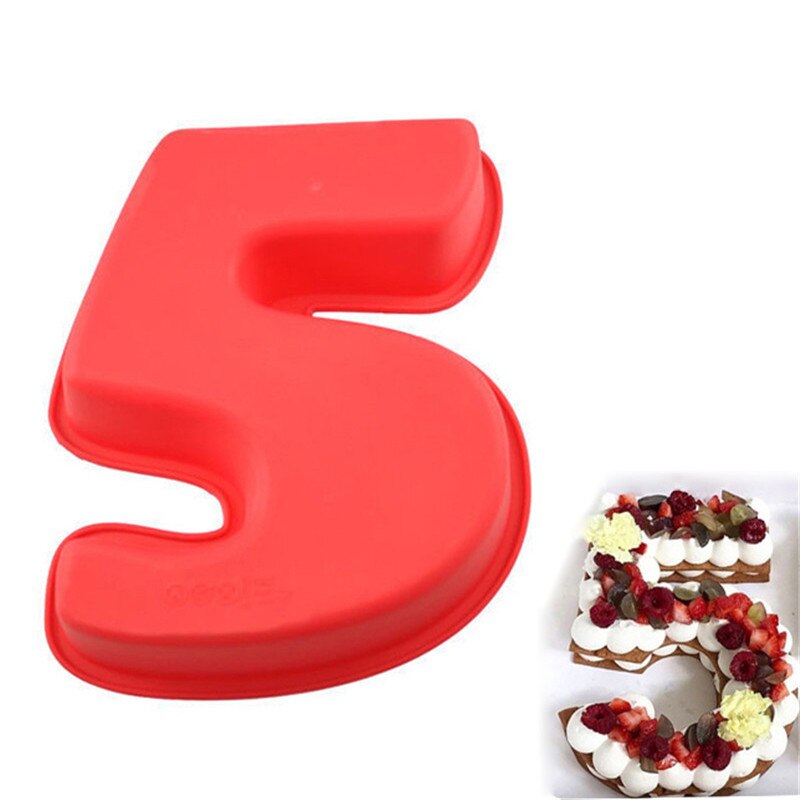 100% Food Grade Large Non-stick Silicone Number 5 Cake Mold Pan DIY Baking Tin Birthday Wedding Anniversary 5th Cake Mould