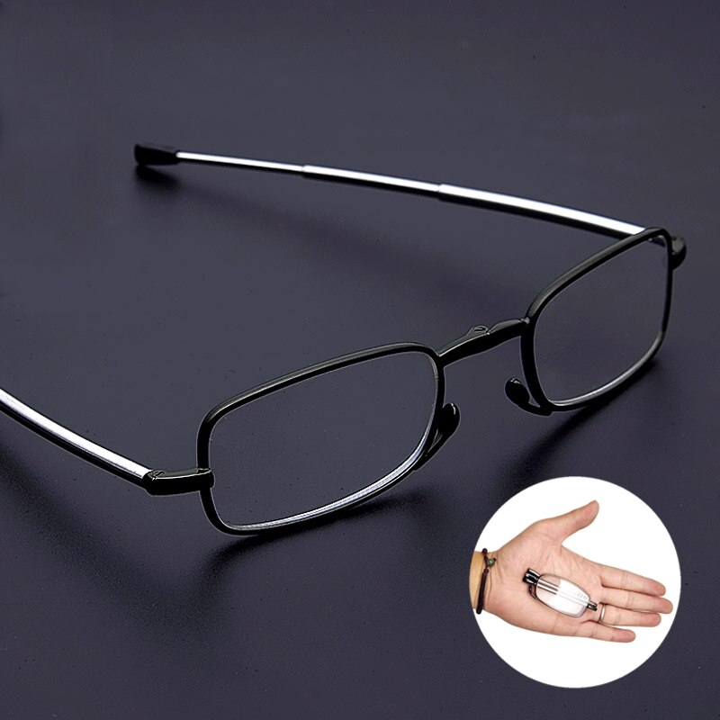 Leesbril opvouwbaar heren roestvrij staal magnetische doos presbyopische bril 1.00 1.50 2.00 2.50 3.00 3.50