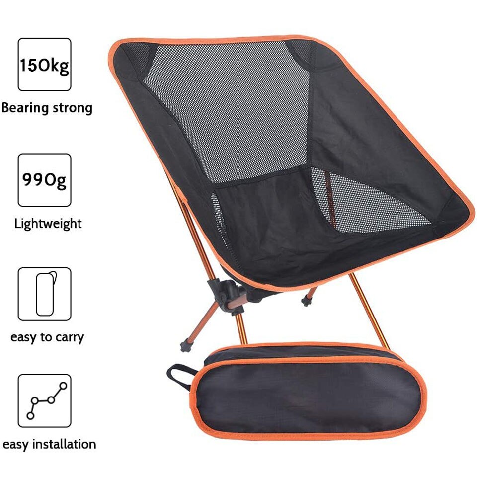 Draagbare strandstoel, picknickstoel, visgerei, reisstoel, opvouwbare stoel voor buiten, ultralicht