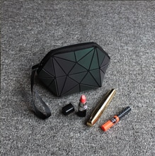 reflective geometric cosmetic bag for women