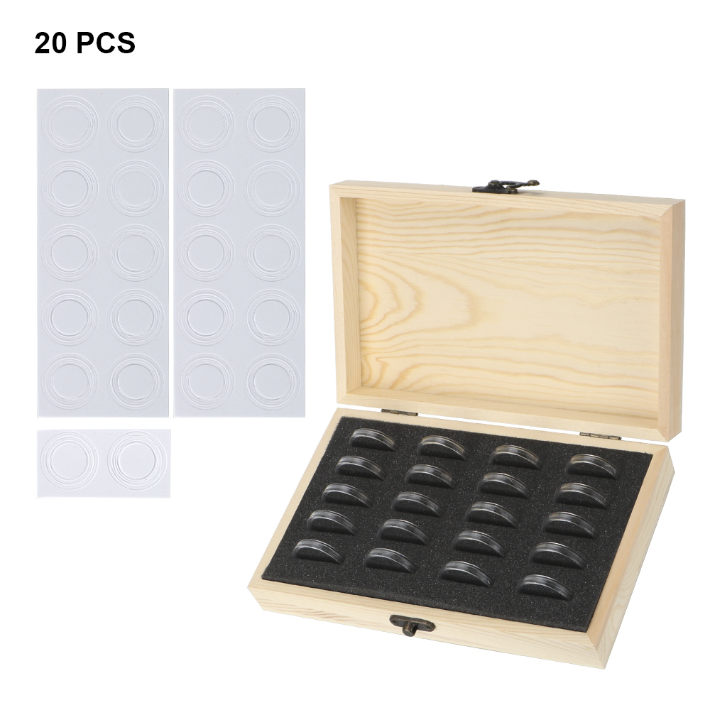 HILIFE Coin Storage Box With Adjustment Pad 20/30/50/100PCS Adjustable Wooden Commemorative Coin Collection Case Holder Capsules: black