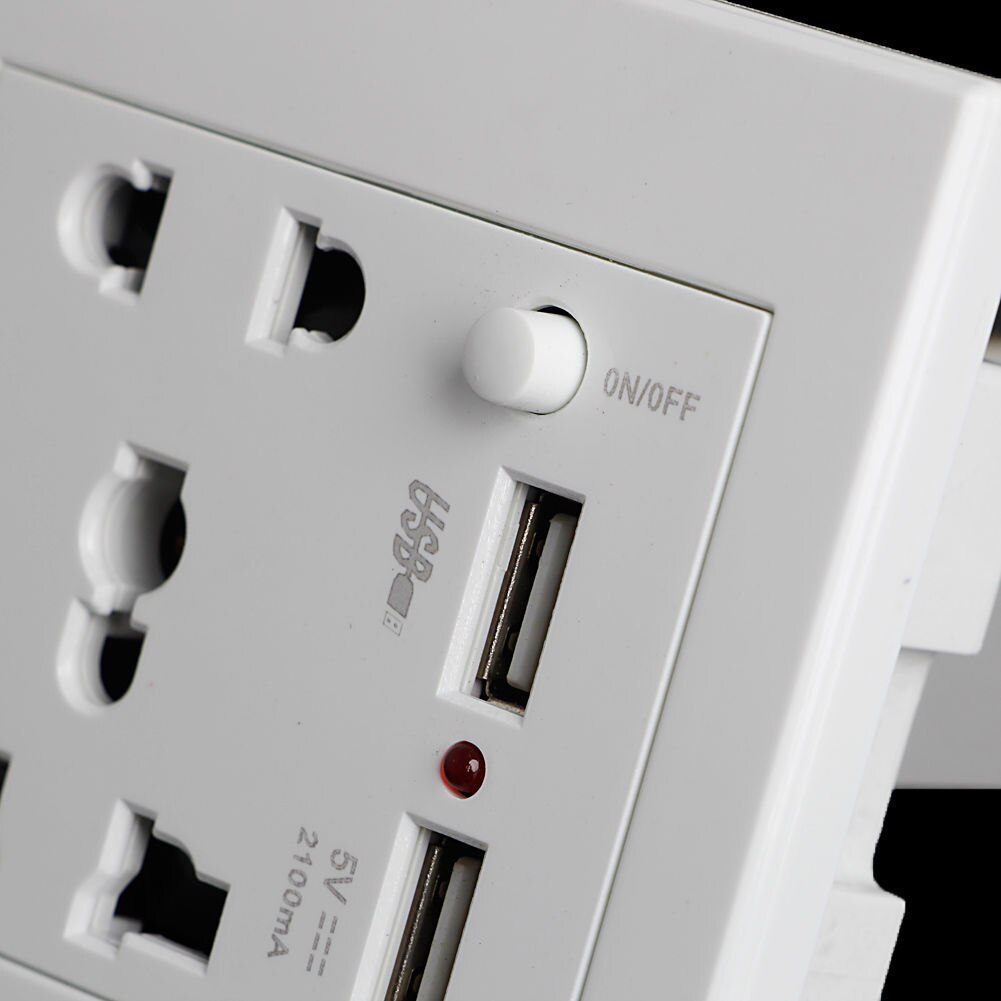 Wall Socket Home Fittings Receptacle Charger Power Adapter Port Outlet Panel Anti Impact Easy Install Dual USB
