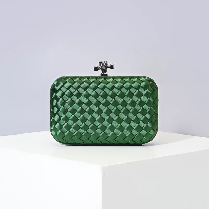 Bolsa de maquillaje de seda europea y americana tejida a mano para mujer, bolsa de maquillaje de mano para mujer, a través de la sencilla bolsa de maquillaje para Cena: S7