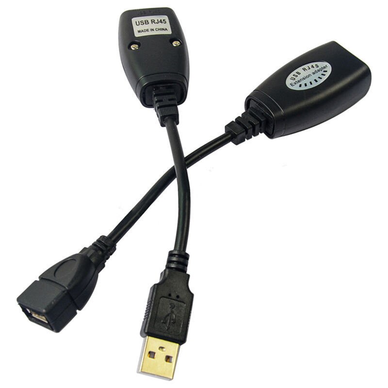 1 Set Black USB to RJ45 Extension Cable USB Type A Male RJ45 Female Cable LAN Adapter Extender Cat5e/6 Network Cables