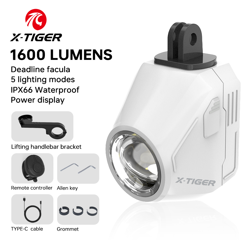X-Tiger Fahrradbeleuchtung Nachtfahrten Straße unter hängendem Frontlicht Hohe helle helle Taschenlampe Fernbedienung Fahrradbeleuchtung: Weiß