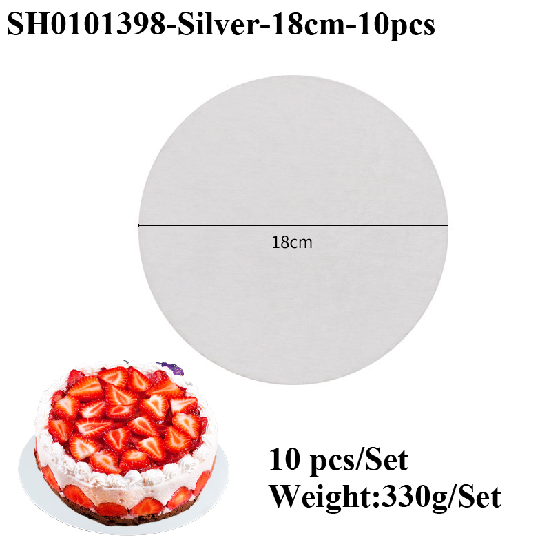 Silvery Coated Round Cake Board Diameter 10-33CM Available Circle Cardboard Base Dessert Tray Mousse Cake Decorating Supplies: Gold