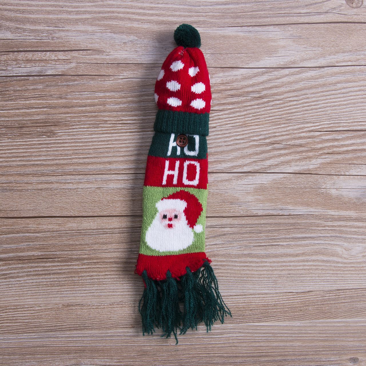 Kerst Wijnfles Covers Kerstman Tafel Party Decor Xmas Wrap Top Hoed Sjaal: Santa