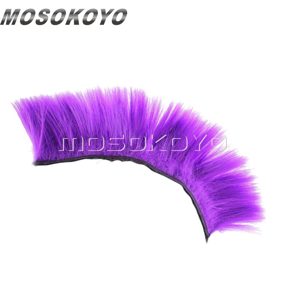 Motorcycle Punk Biker Helmet Mohawk Attached Long Hair Feather Casco Mohawks Sticker Outdoor: purple