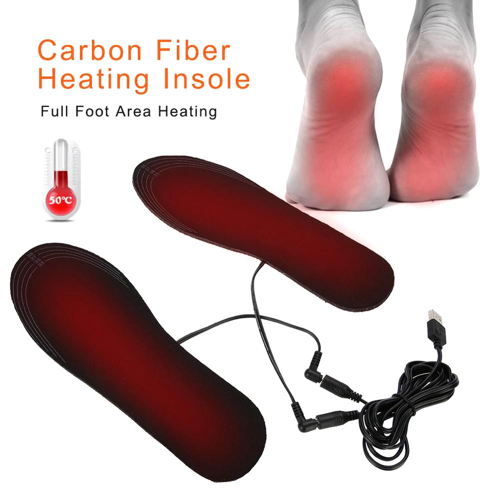 1 Paar Usb Verwarmde Schoen Comfortabele Soft Lint Elektrische Verwarmde Inlegzolen Winter Outdoor Sport Voeten Warming Inlegzolen Wasbare
