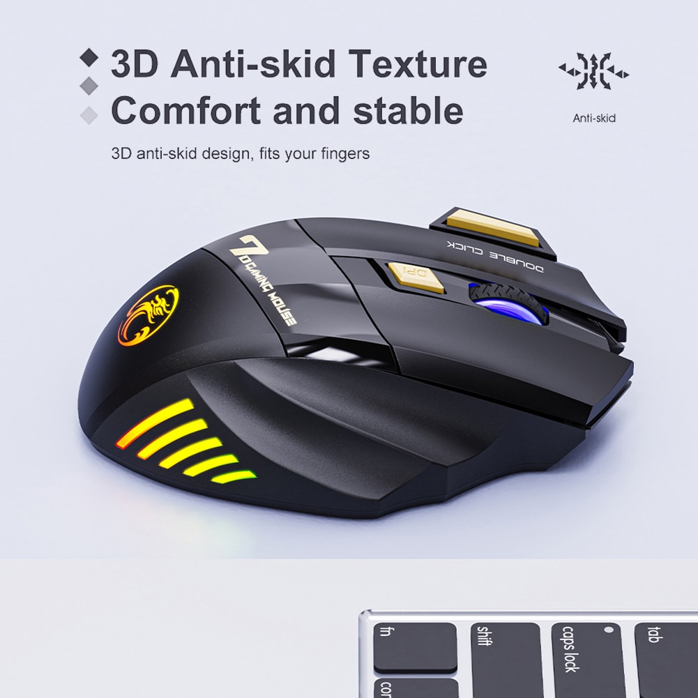 2.4GHz Wireless RGB Mouse Adjustable DPI 7 Keys Ergonomic Silent Gaming Mice for PC Gamer Mute Mouse Laptop Accessories