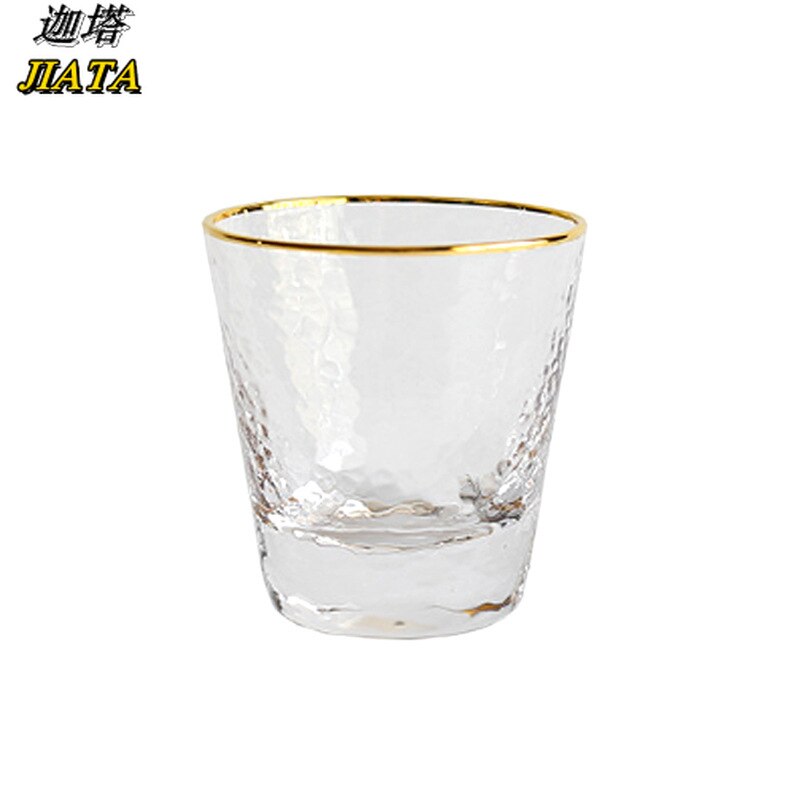 Taza de leche y café con borde dorado, vaso de Agua de Cristal martillado, vaso de zumo sin plomo, taza de bebida transparente, vaso de vidrio para el hogar