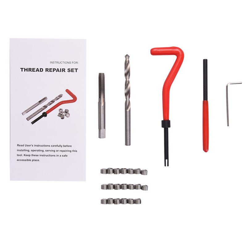 25 Pcs M6X1.0 Auto Engine Block Restoring Damaged Thread Repair Tool Kit Set HX3101-B