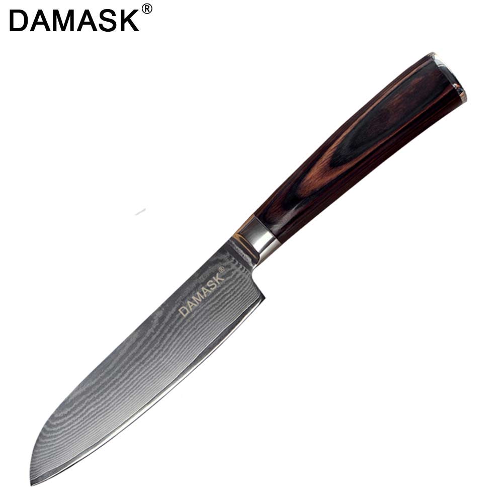 Damask couteaux de cuisine en acier | VG10 de supérieure, damas manche G10 utilitaire de parage, Santoku hachage couteaux de cuisine, Chef: 5 Santoku Knife