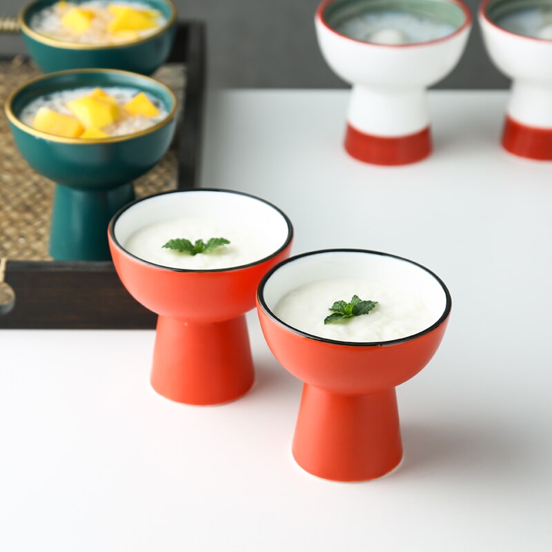 Ceramic High-leg Dinner Plate Fruit and Vegetable Salad Plate Seasoning Dish Restaurant Hotel Service Supplies Exquisite