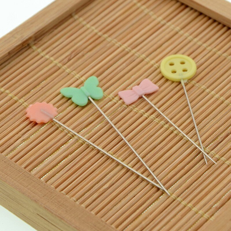 Alfileres del remiendo para costura alfileres planos con pajarita de flor, 80 unidades