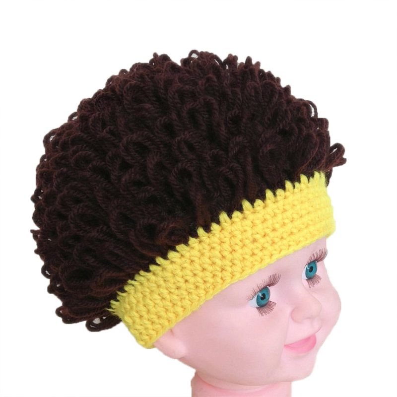 Novedad niños bebé niños pequeños peluca sombrero Cosplay apoyos de la foto de niño niña invierno peluca Afro de grandes para cabello rizado tapa 1-4T: YELLOW