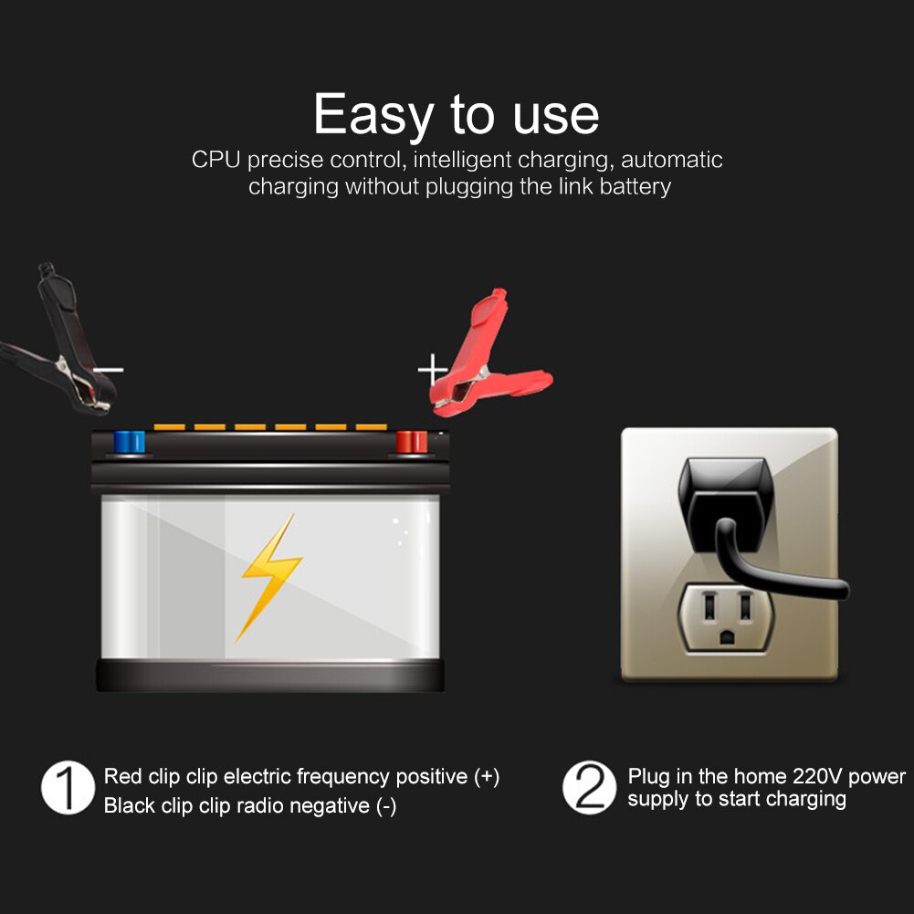 Upgraded 12V 6A Pulse Repair Charger with LCD Display Motorcycle Car Battery Charger 12V AGM GEL WET Lead Acid Battery Charger