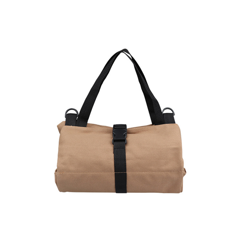 Tool Storage Bag Waterproof Canvas Five Grid Pocket Rollable Hand Bag for Tools Wrench Screwdriver Socket Pliers Organizer Bag: khaki