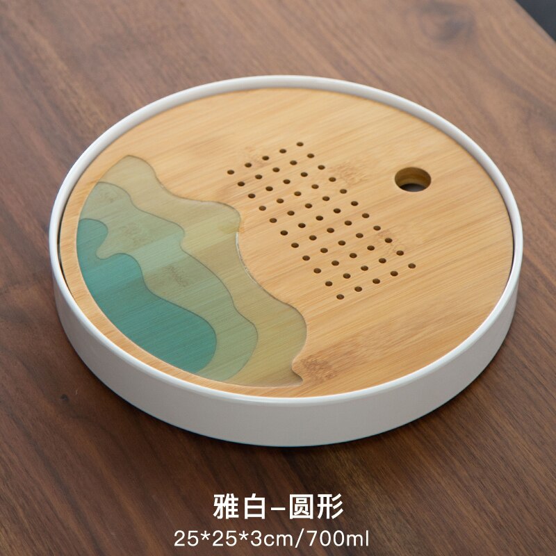 Tea Set Tray Set Japanese Dry Tea Tray Simple Home Office Bamboo Water Storage Melamine Tea Table Desktop Decoration: C