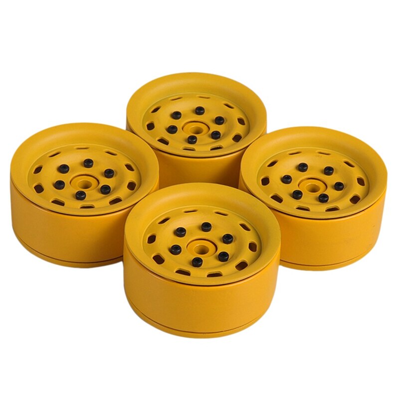 4Pcs Metal 1.9 Inch Beadlock Wheel Rim for 1/10 Rc Rock Crawler Traxxas Trx-4 D90 D110 Defender Axial Scx10 90046 90047: Yellow