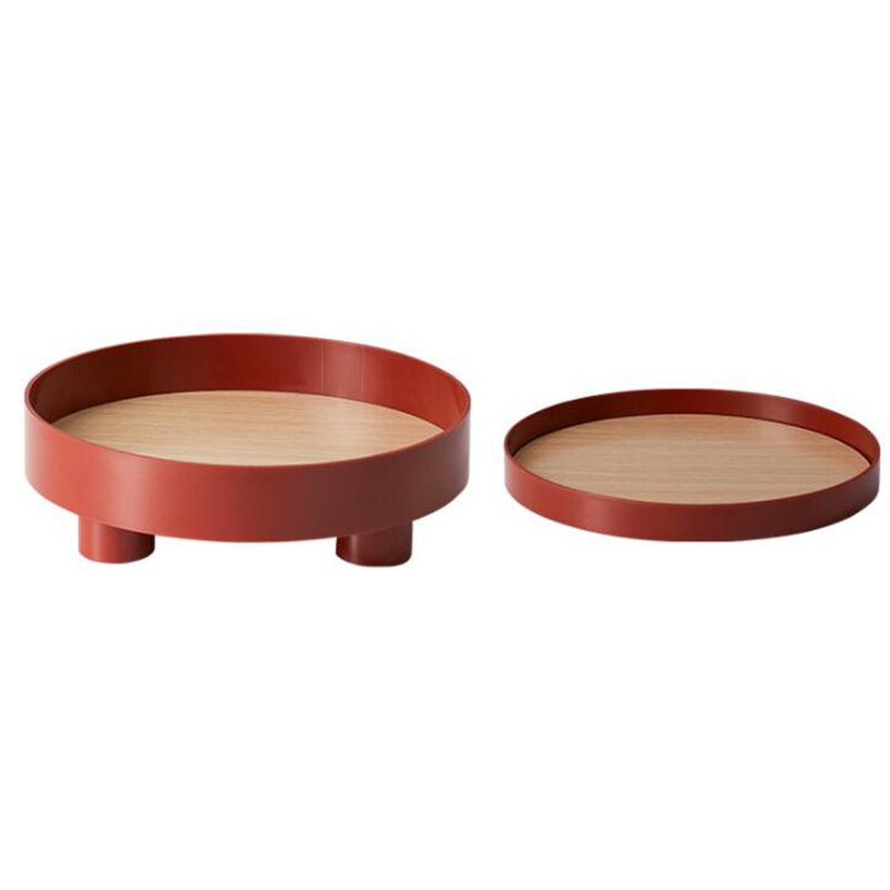 Plateau en bois porte-bougie plateau de rangement pour la décoration organisateur décor maison plateau décoratif présentoir de bijoux assiettes alimentaires conteneur: 2pcs red