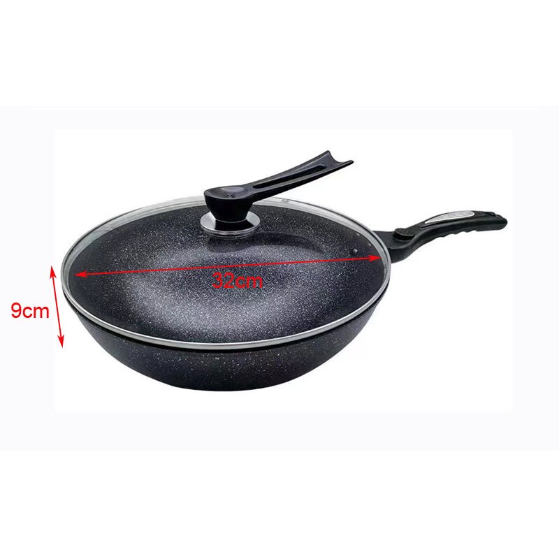 Pan Maifan Stone Wok Non-stick Pan Geen-Rook Inductie Fornuis Gasfornuis 32Cm Roerbak ijzeren Pot Kookpot Keuken Potten: Default Title