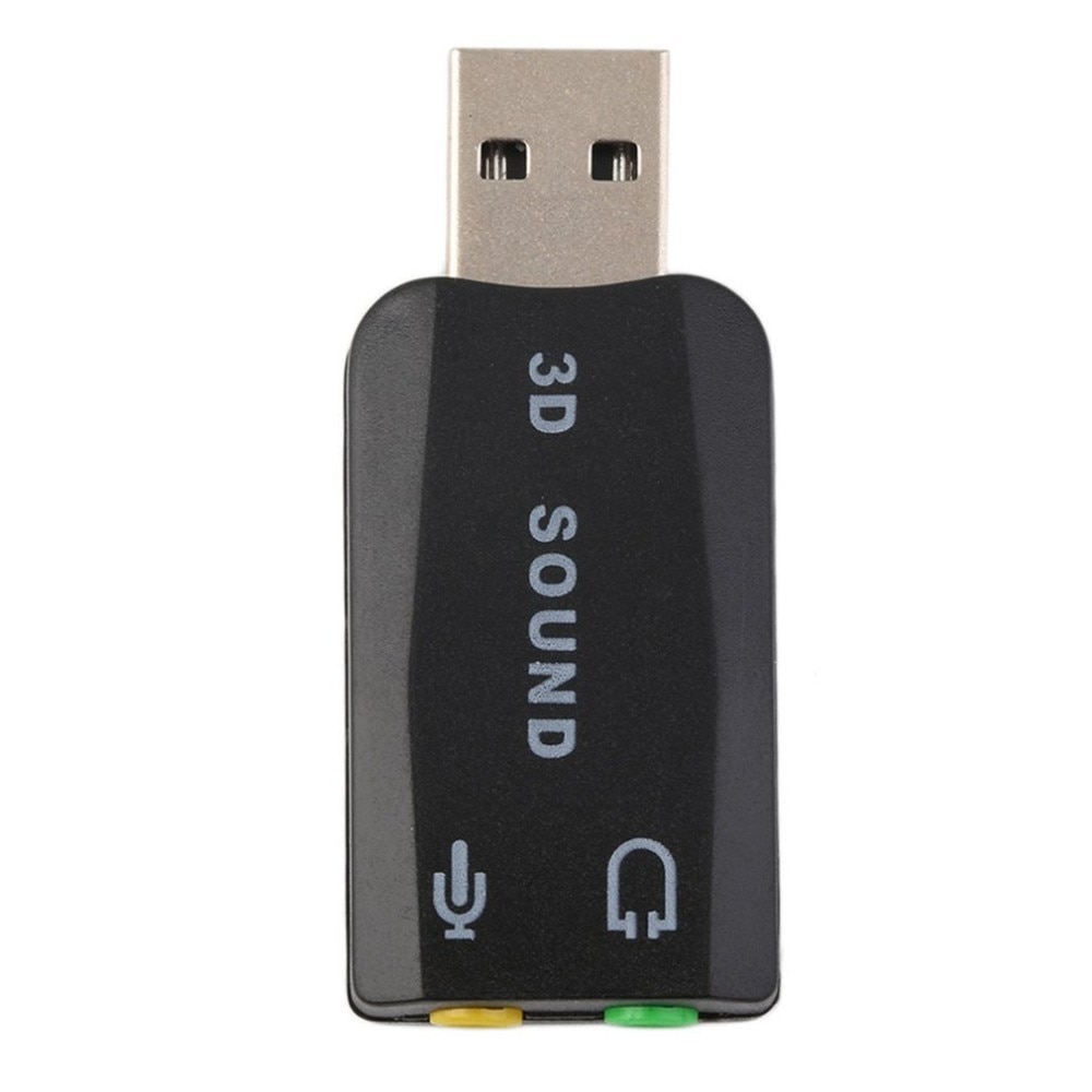 Plug &amp; play usb 2.0 a 3d, durável, leve, para microfone, alto-falante, fone de ouvido, placa de som, adaptador 5.1 canais para pc, laptop, preto